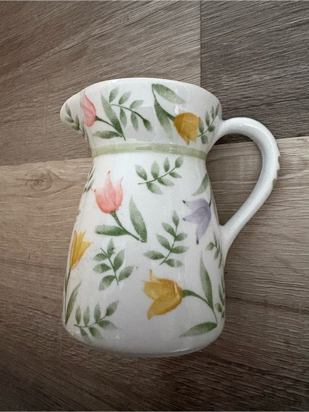 Vintage Floral Watercolor Ceramic Pitcher/creamer - Yellow, Pink, Purple, Green